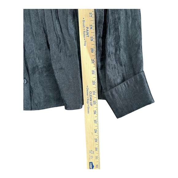 Coldwater Creek Petites Large PL Black Pintucked Button Shirt Office Career - Picture 7 of 12